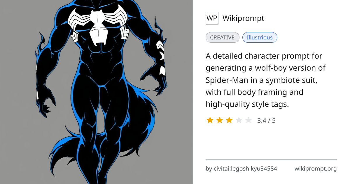 Wolf Boy Symbiote Spider-Man Character Prompt | Wikiprompt
