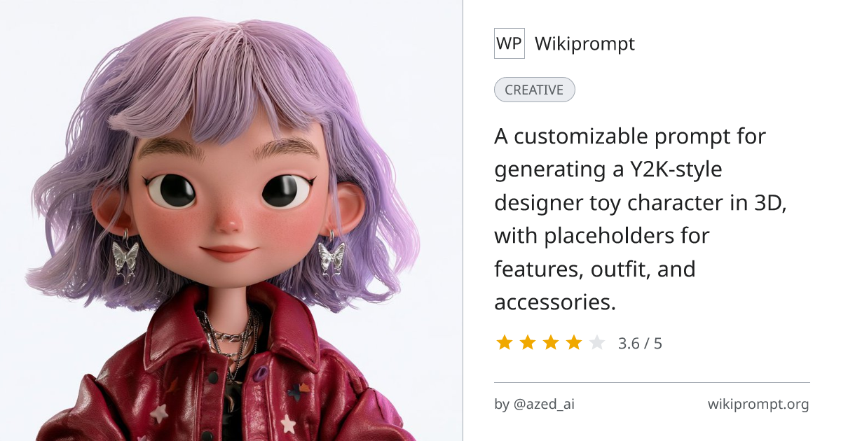 Y2K Designer Toy 3D Render Prompt | Wikiprompt