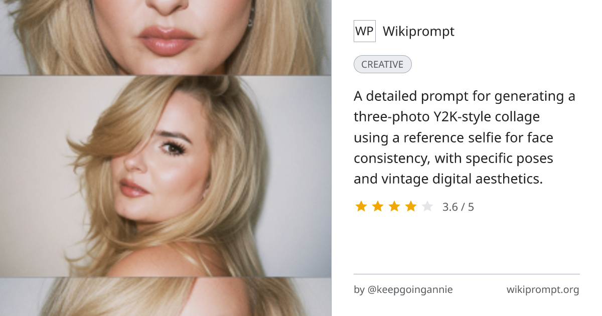 Y2K Selfie Collage Face-Reference Prompt | Wikiprompt