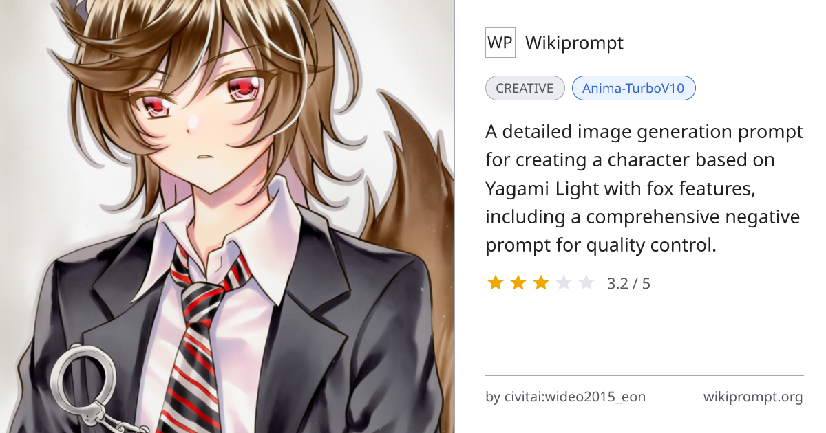 Yagami Light Character Prompt with Tags | Wikiprompt