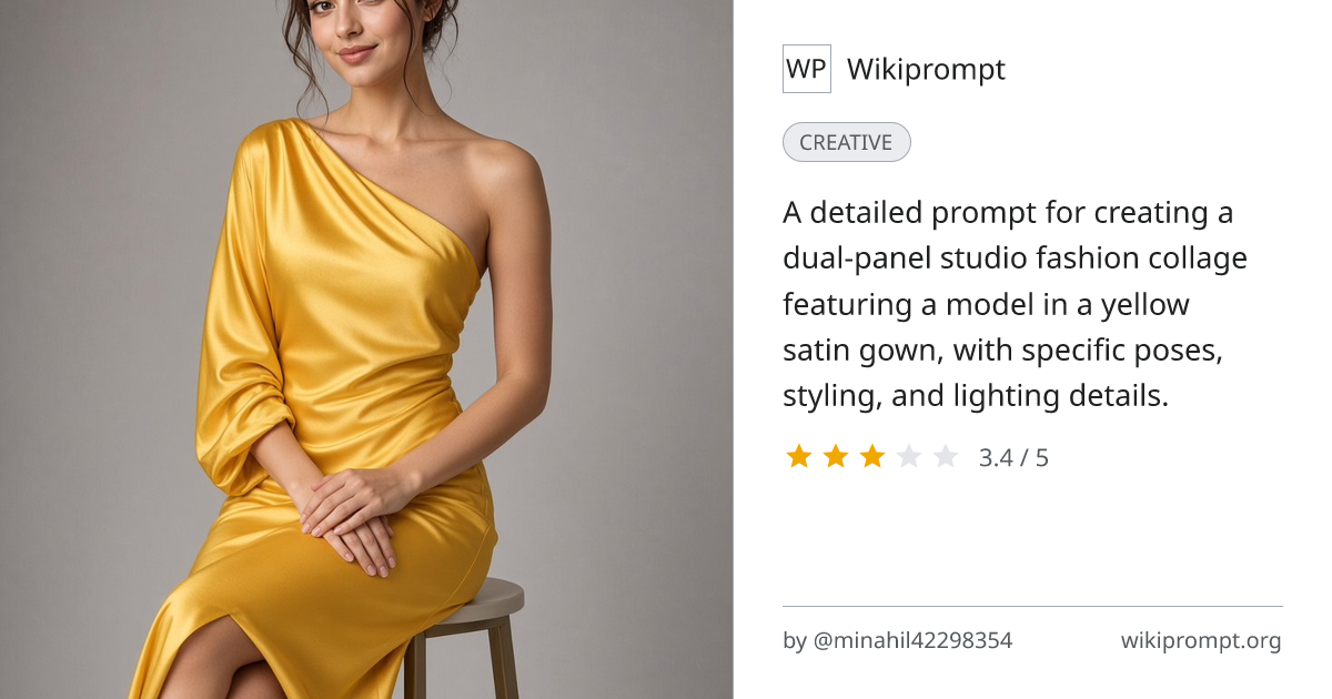 Yellow Satin Evening Gown Studio Fashion Collage | Wikiprompt