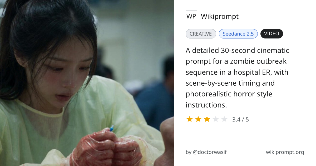 Zombie Outbreak in Hospital ER - Cinematic Sequence | Wikiprompt